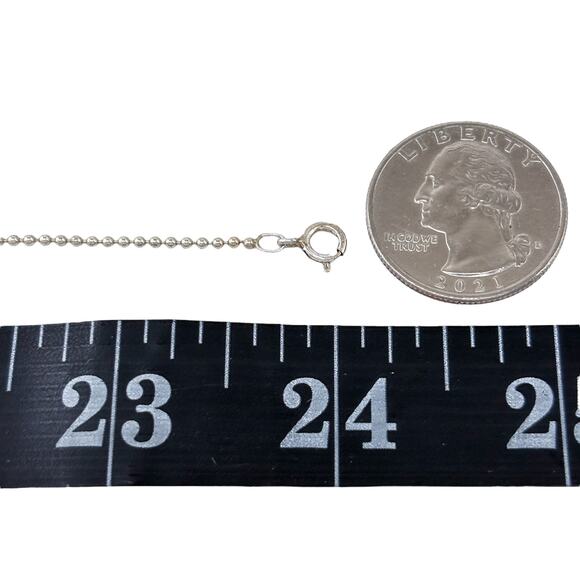 Ball Bead Chain Necklace | Vintage Sterling Silver 925 | 24" - Picture 2 of 3